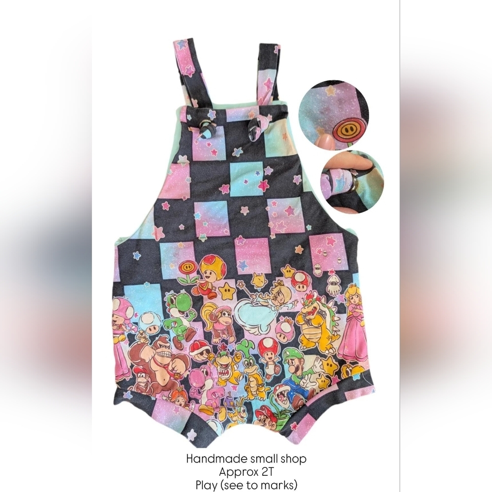 Handmade Kids Mario Short Overalls | 2T Super Mario Kids Clothing